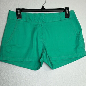 J Crew 100% Cotton Chino Broken In Green Shorts 3” Womens Size 0